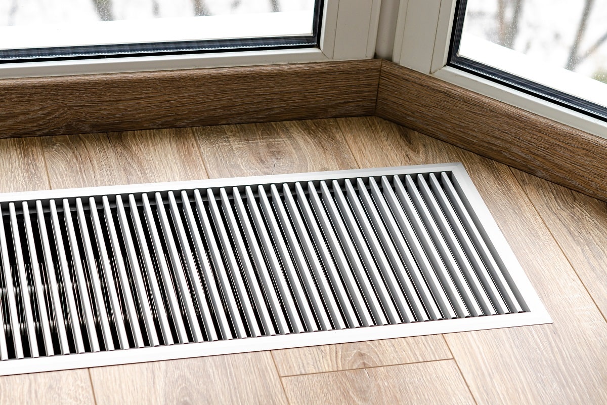 Different Kinds of Baseboard heaters - Protective radiator grille built into the floor for heating panoramic windows.