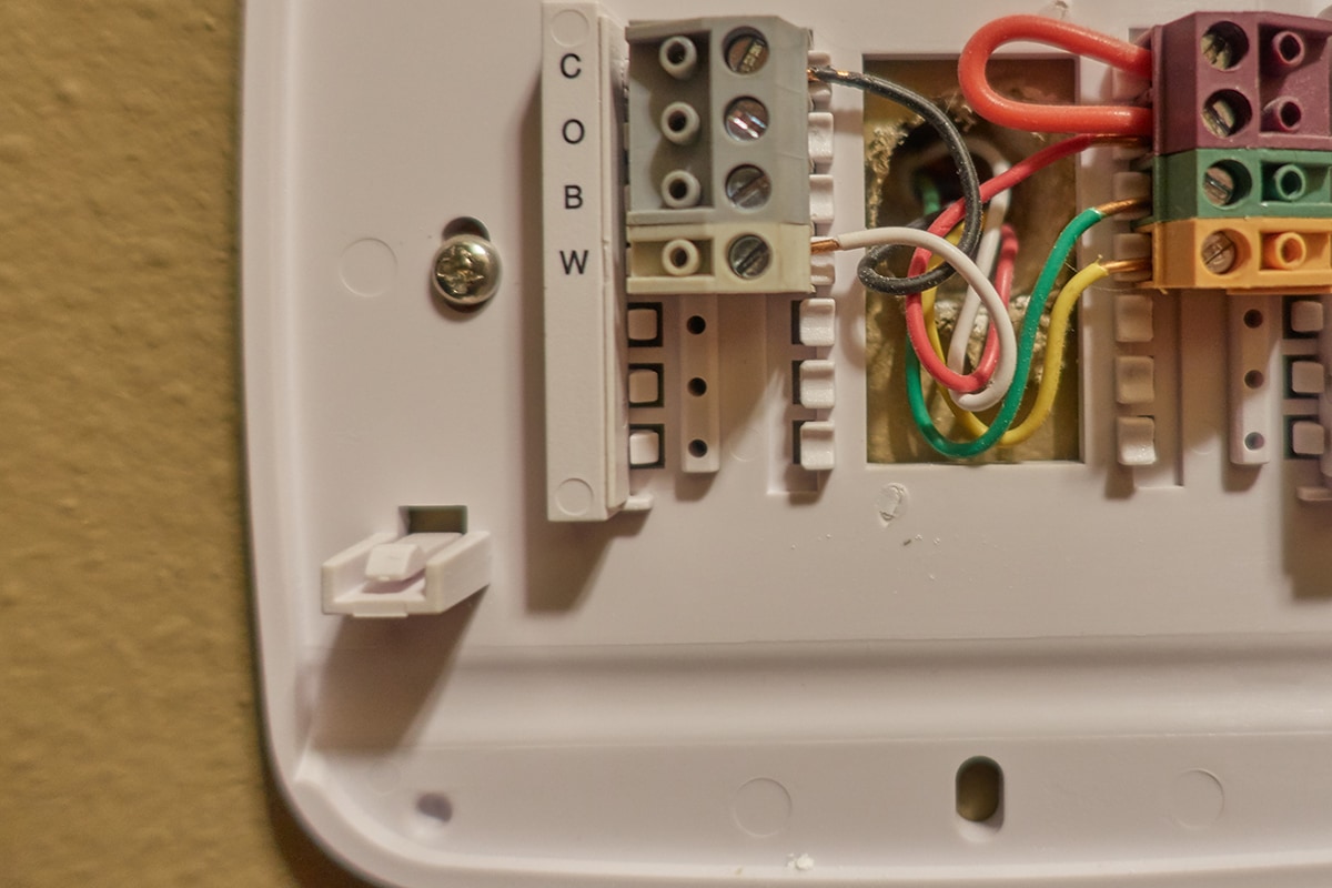 A furnace thermostat installation wire plate