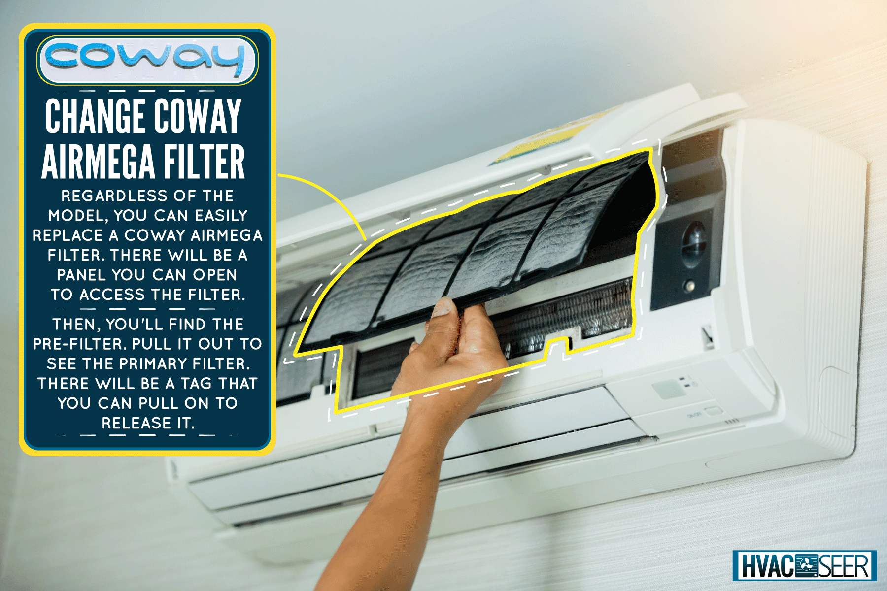 Technician changing the air conditioner air filter, How To Change Coway Airmega Filter