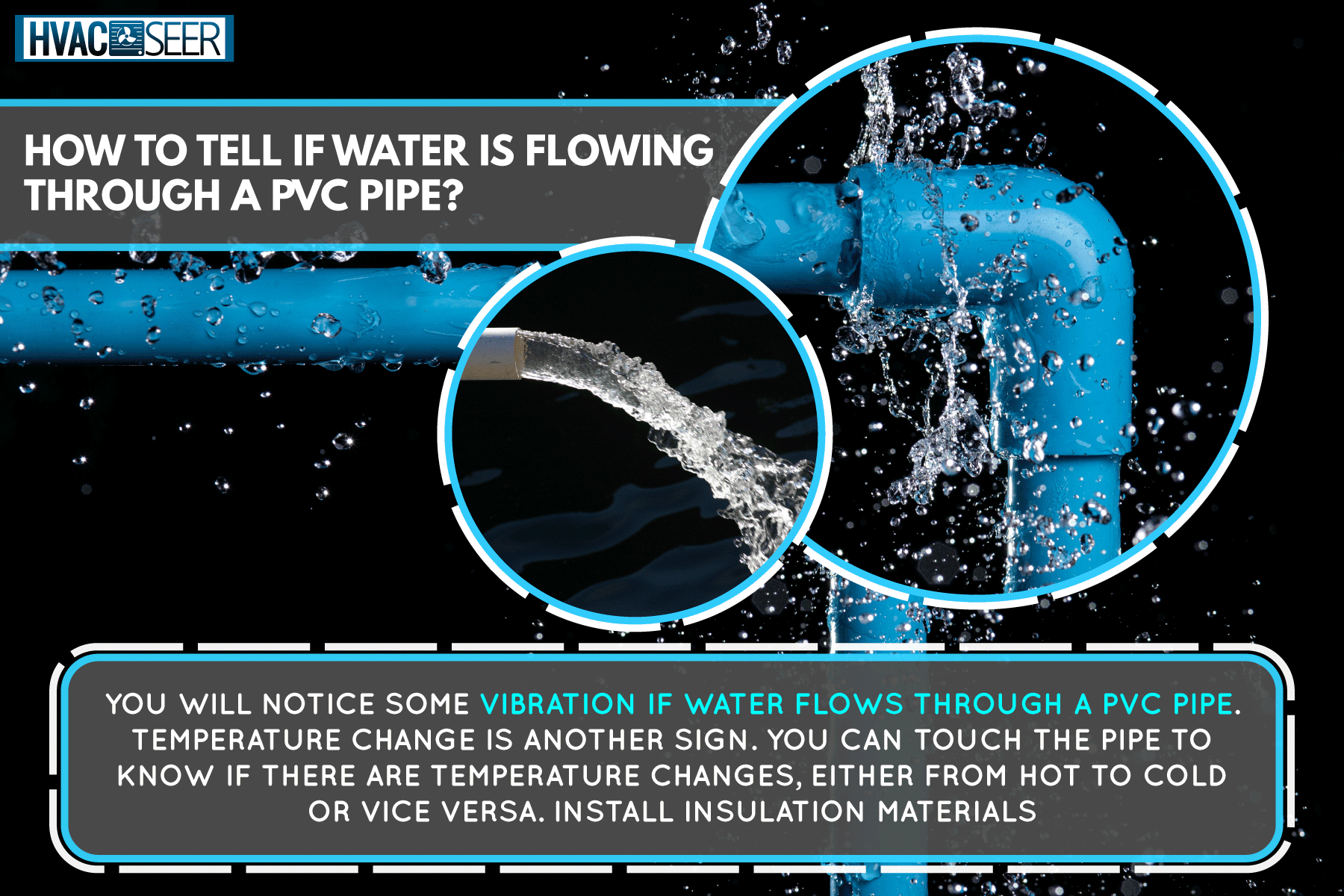 close up photo of a blue pvc water pipe water drops splashing on a black background, How To Tell If Water Is Flowing Through A PVC Pipe?