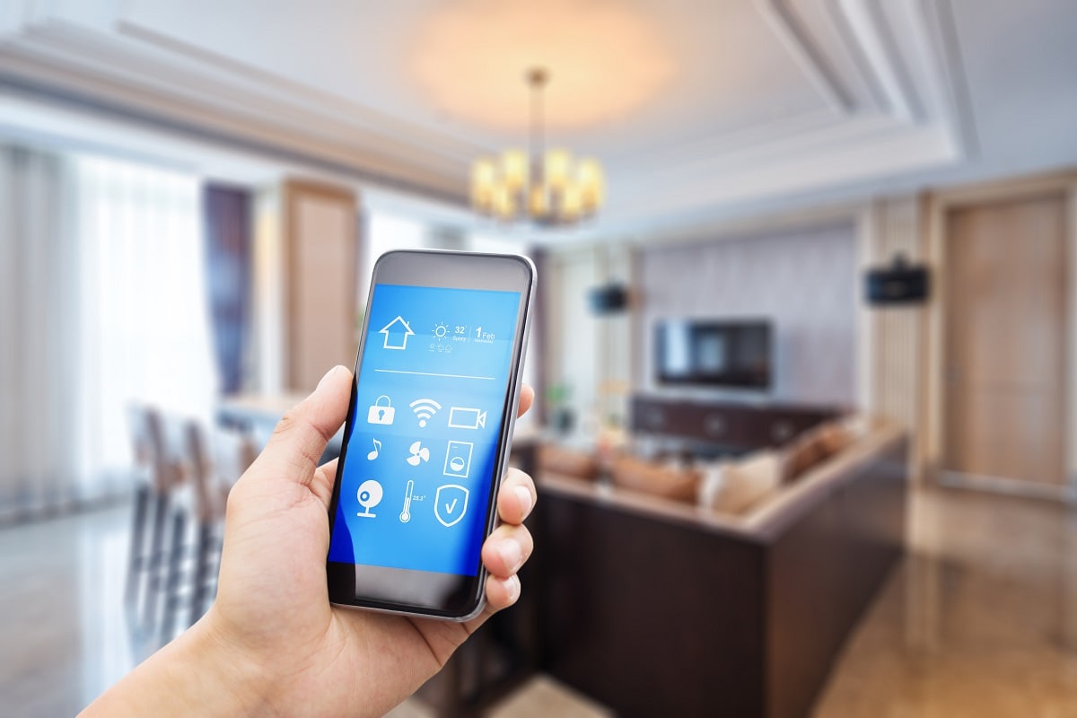 Is Mysa A Good Thermostat smart phone with apps in luxury living room