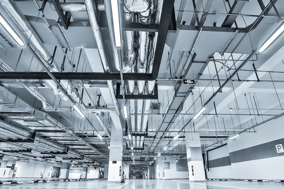 Other Factors To Consider In The Placement of Pipe Hangers - Underground Carpark of a modern building pipe