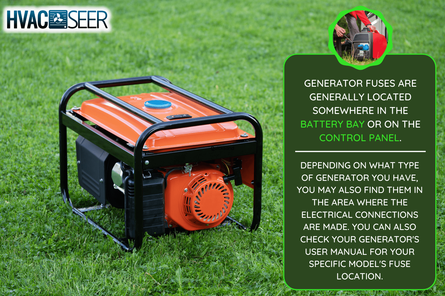 Portable electric generator on the green grass outdoors in summer - Where Is The Fuse On A Generator