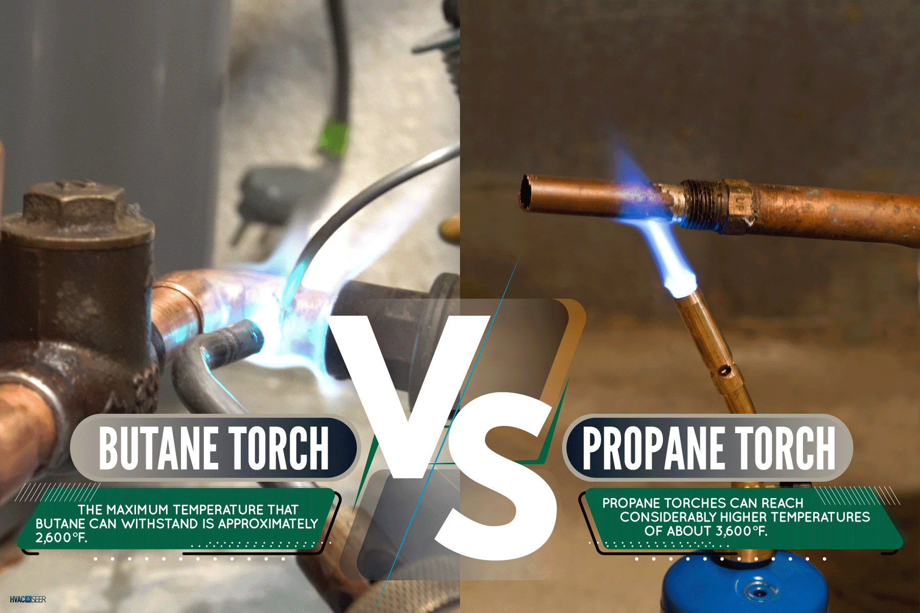 Collaged photo of propane and butane torch, Propane Vs Butane Torch: How Hot Do They Get?