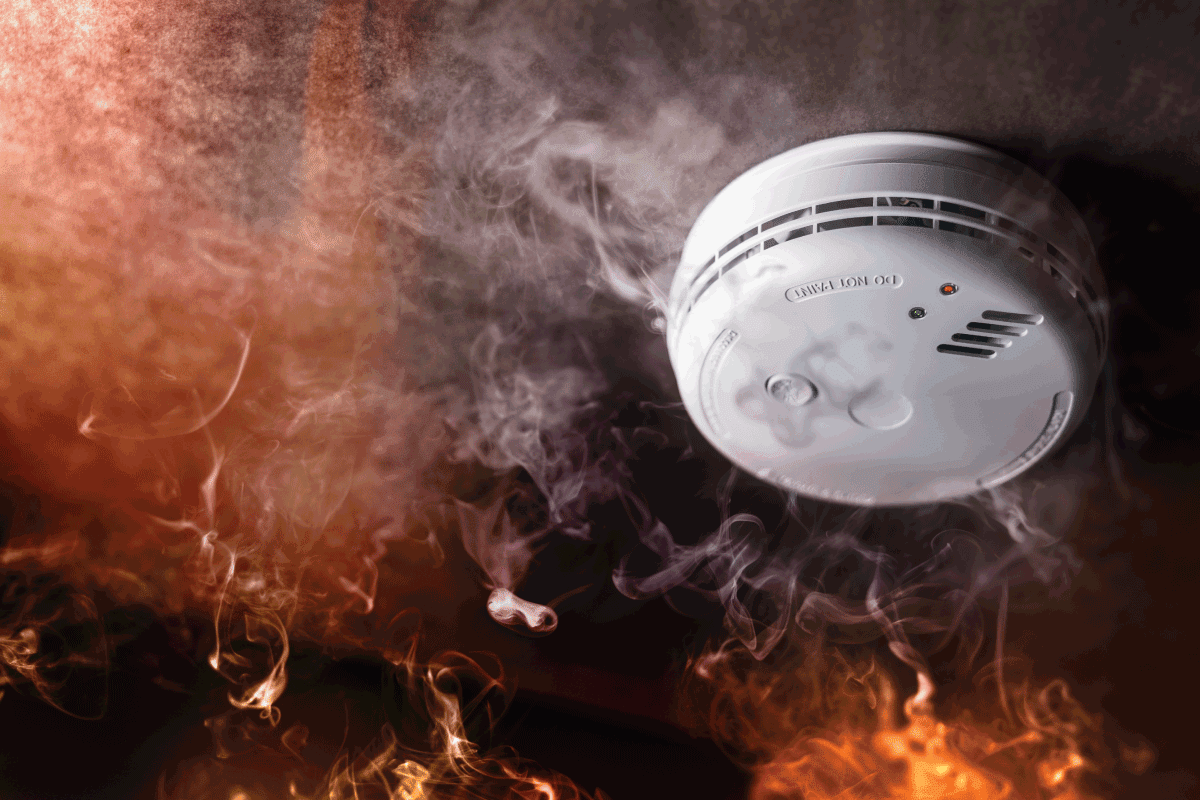 Smoke detector and fire alarm in action