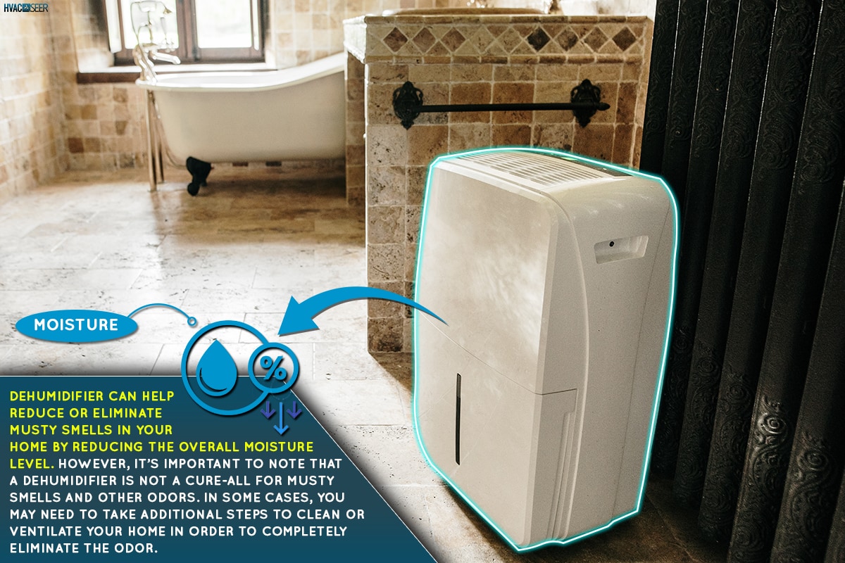 A dehumidifier in a bathroom, Will A Dehumidifier Get Rid Of Damp Smell?
