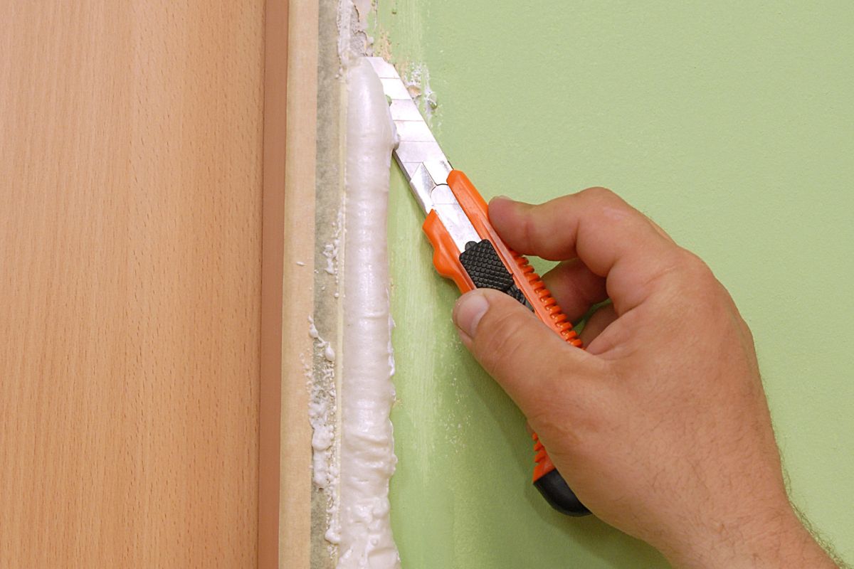cutting foam after mounting a door