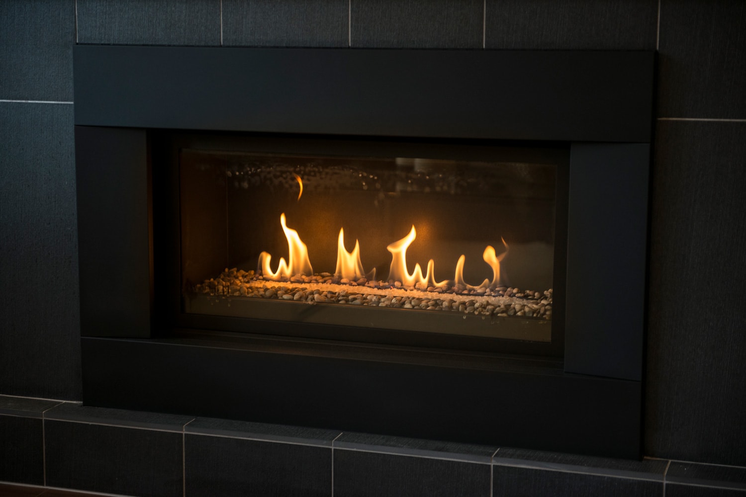 modern gas fireplace - contemporary design - gives off some nice heat