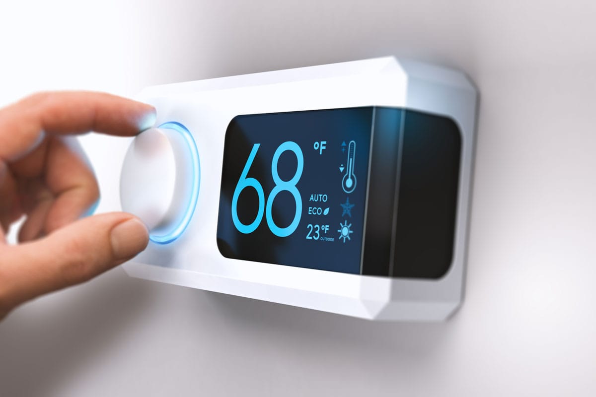 Thermostat, Home Energy Saving showing 68 degrees