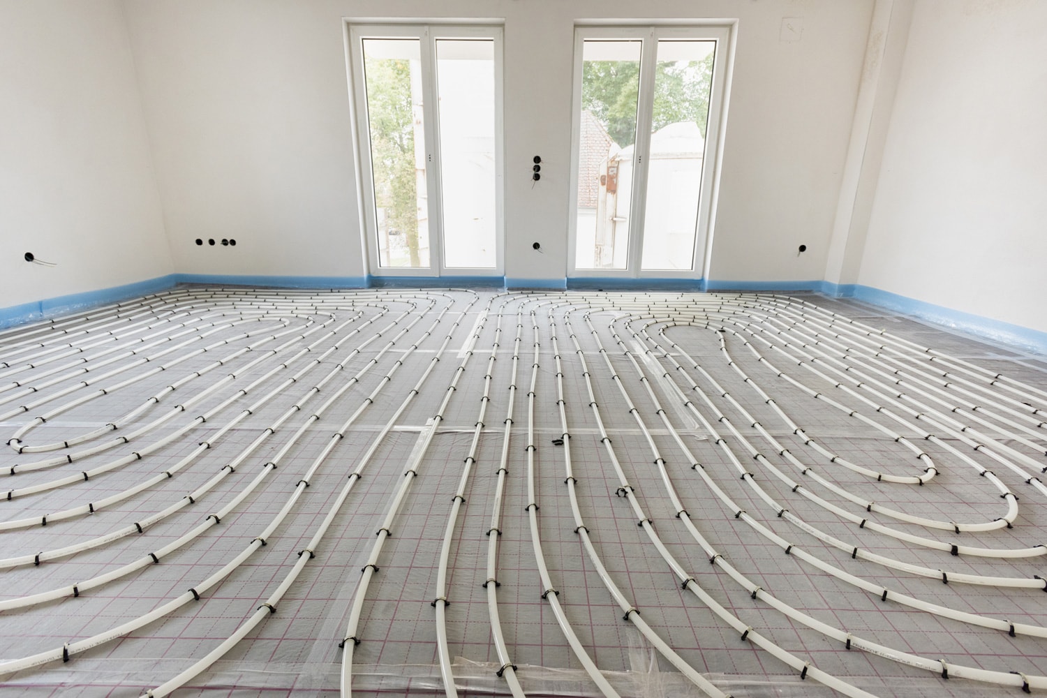 underfloor heating in construction of new residential house