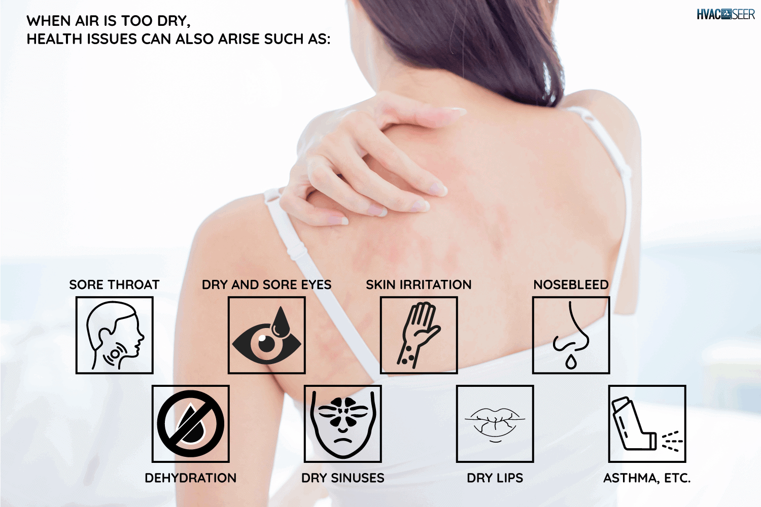 woman scratching her shoulder and neck because of dry skin at home. How To Vent Your Dehumidifier