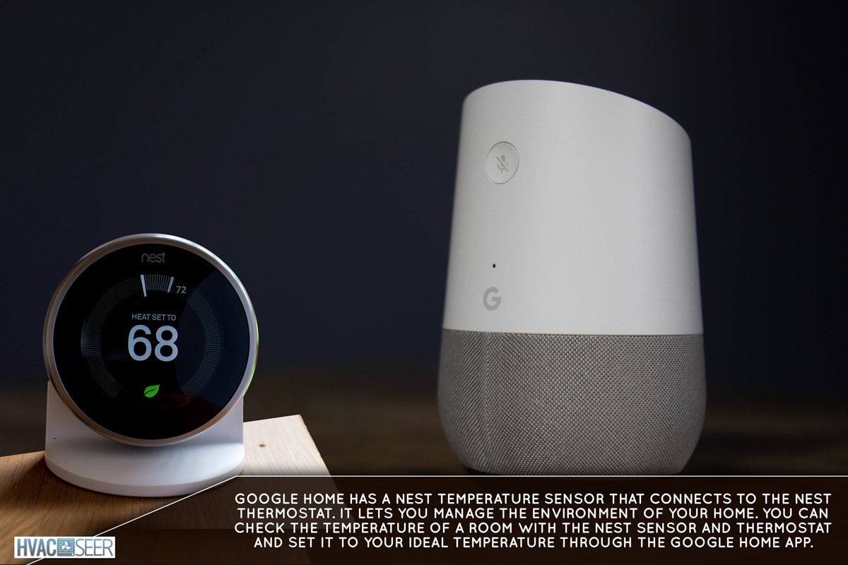 Google home Packshot on wood desk, the voice recognition streaming device utilizing Google Assistant from Google on Dec 30 2017 in Maryland, United States , Does Google Home Have A Temperature Sensor?