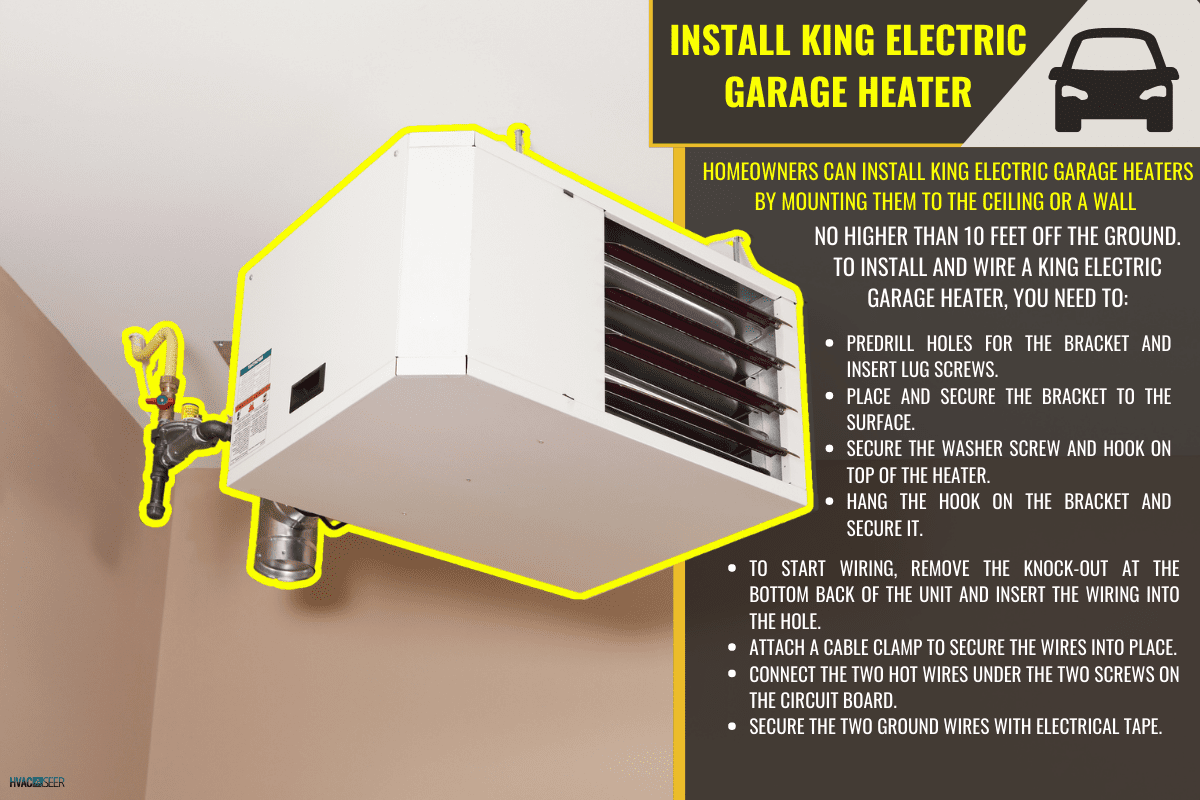 Big heavy industrial electric fan heater in double car garage interior, How To Install King Electric Garage Heater [Step By Step Guide]