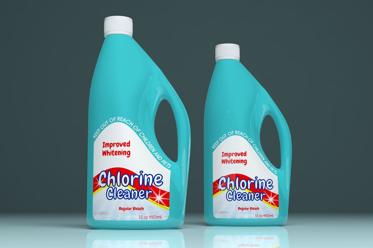 Chlorine cleaner plastic bottles