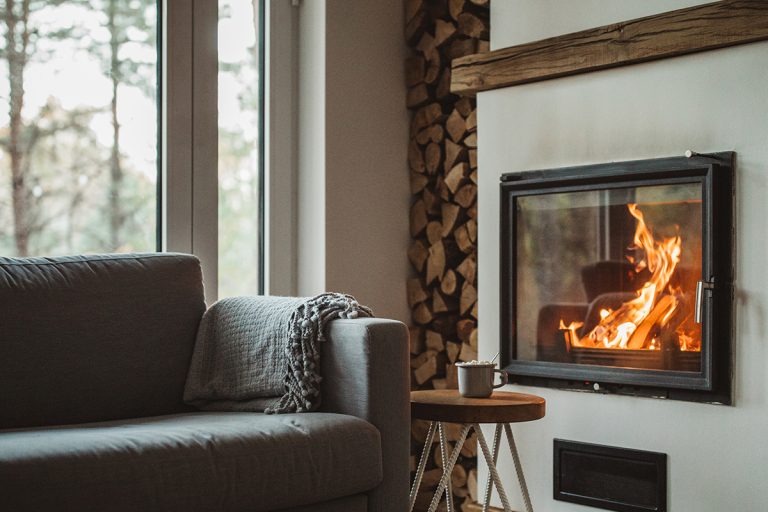 Cozy home interior with fireplace, Heatilator ventilation designs