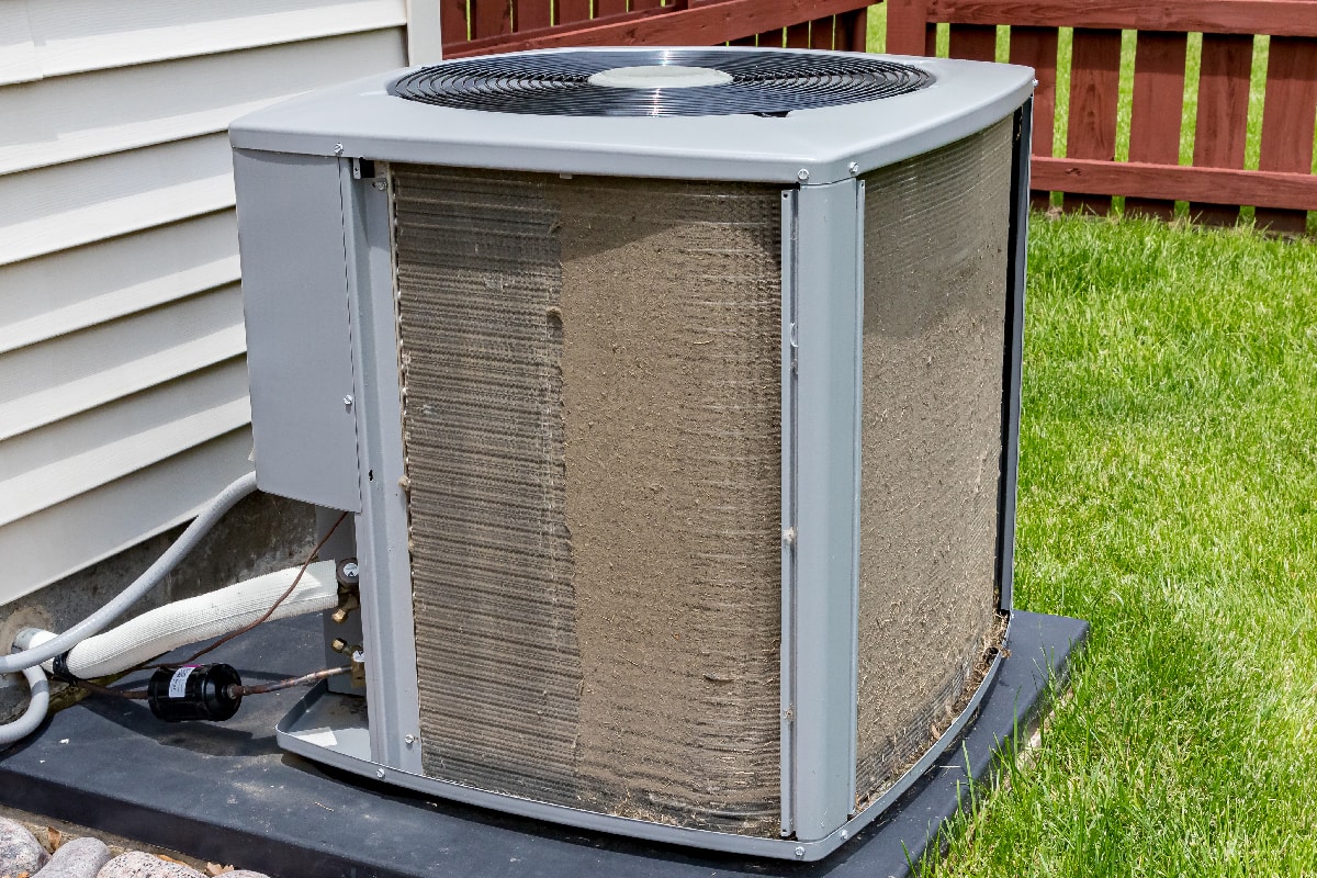 Dirty air conditioning unit before and after cleaning
