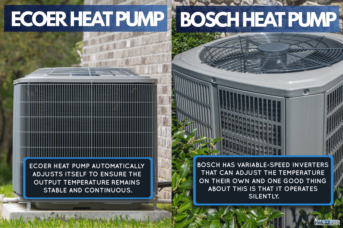 Two types of heatpump being compared for their features, Ecoer Heat Pump Vs Bosch: Which To Choose?