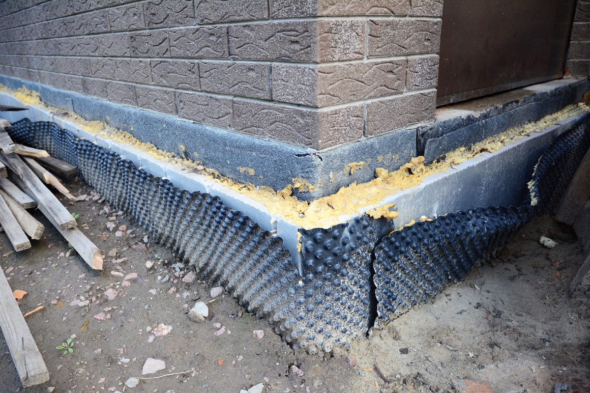 Foundation insulation as a part of house construction.