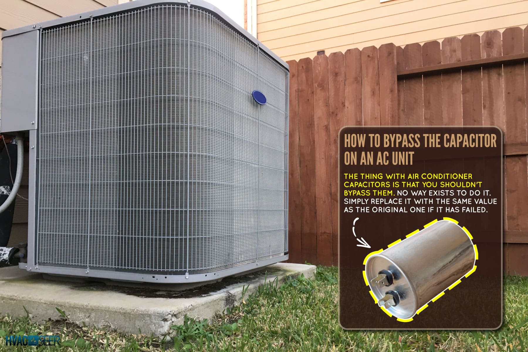 air-conditioning-cooling on outside the house, How To Bypass The Capacitor On An AC Unit