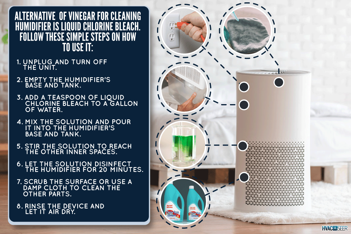 Air purifier in cozy white bedroom for filter and cleaning removing dust, How To Clean Humidifier Without Vinegar [Step By Step Guide]