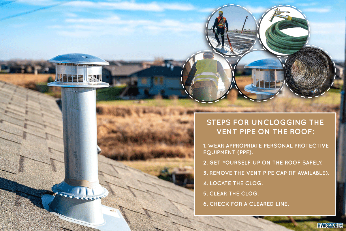 a Galvanized metal chimney exhaust on asphalt roof with a rain cap, a Galvanized metal chimney exhaust on asphalt roof with a rain cap, How To Unclog A Vent Pipe On The Roof [Step By Step Guide]