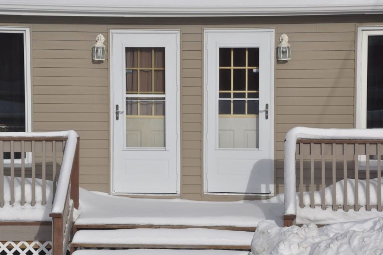 Lots of snow in front of the house. - How To Install A Storm Door Without Brick Molding [Step By Step Guide]