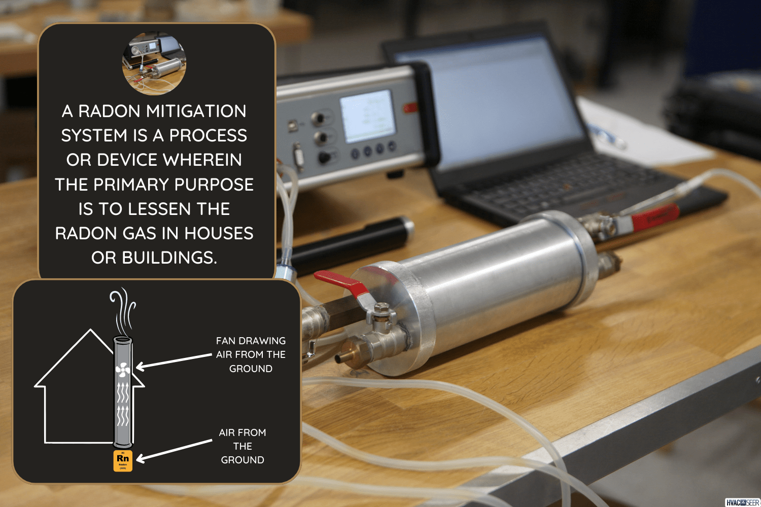 Radon gas radiation detectors testing. Dosimetrist holding a portable gamma radiation dosimeter set on a long tube with sample probe .. - What Is A Radon Mitigation System & How Does It Work [Complete Guide For Homeowners]