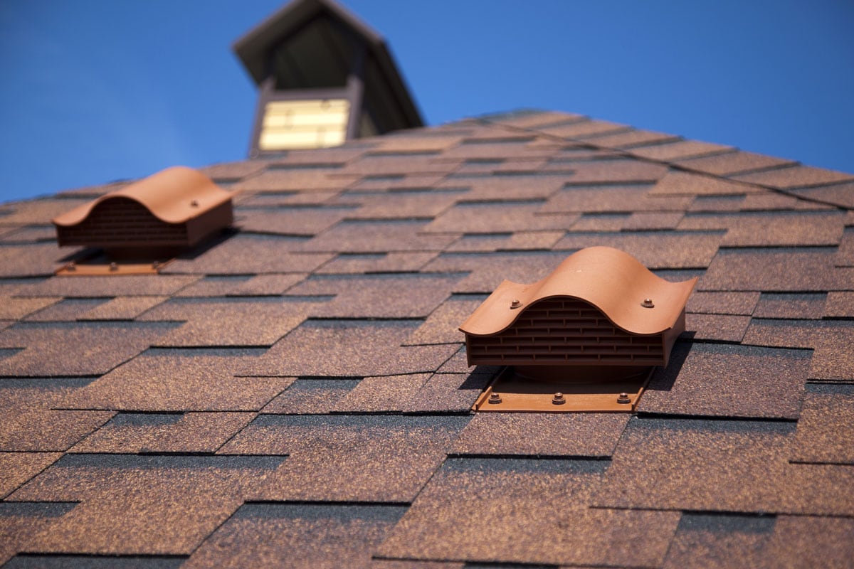 Shingles on the roof with ventilation