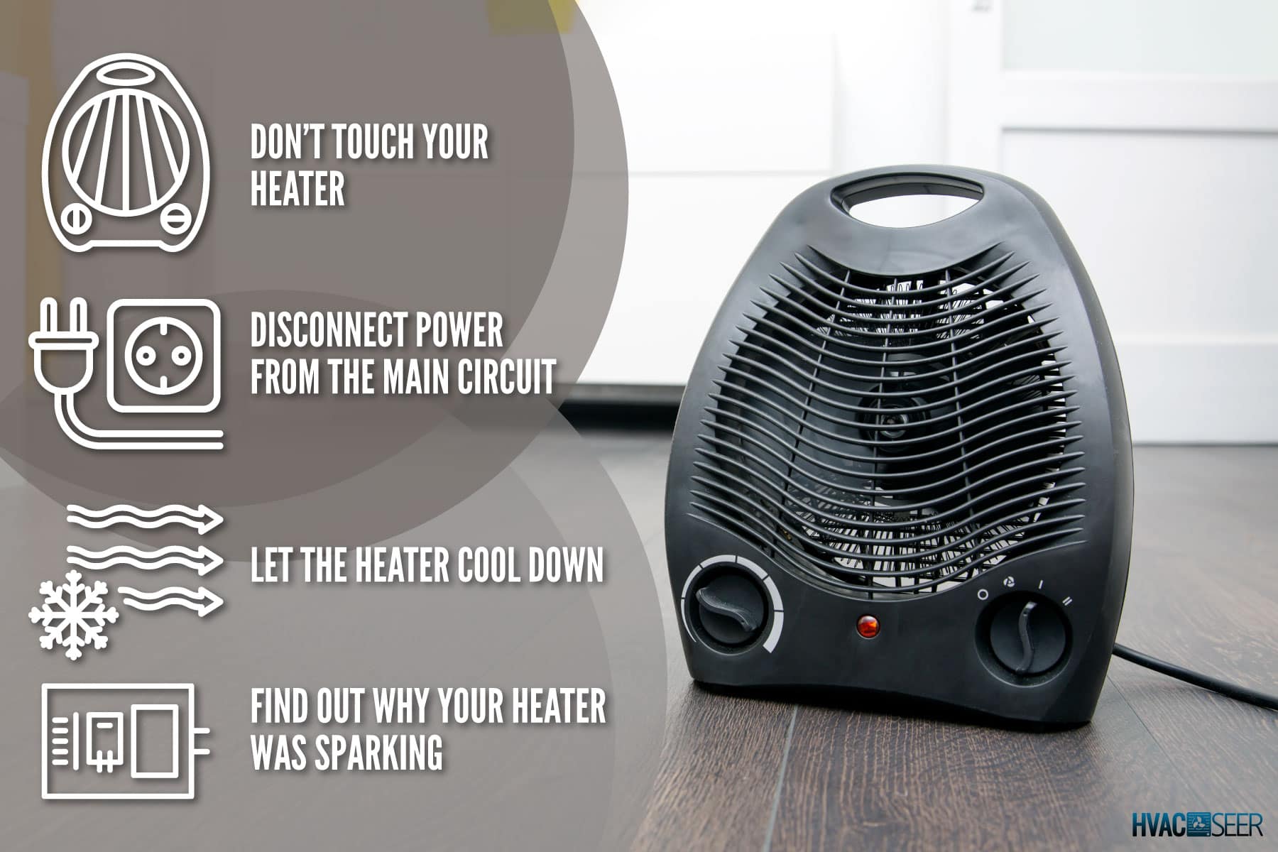 Electric heater on laminate floor in the room, Should A Fan Heater Spark? [Here's What You Need To Know!]