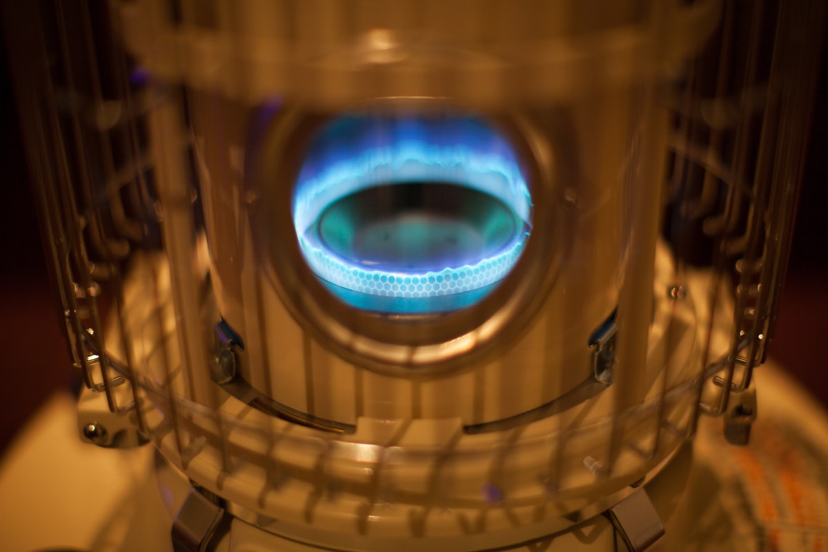 The blue flame of a Kerosene heater.