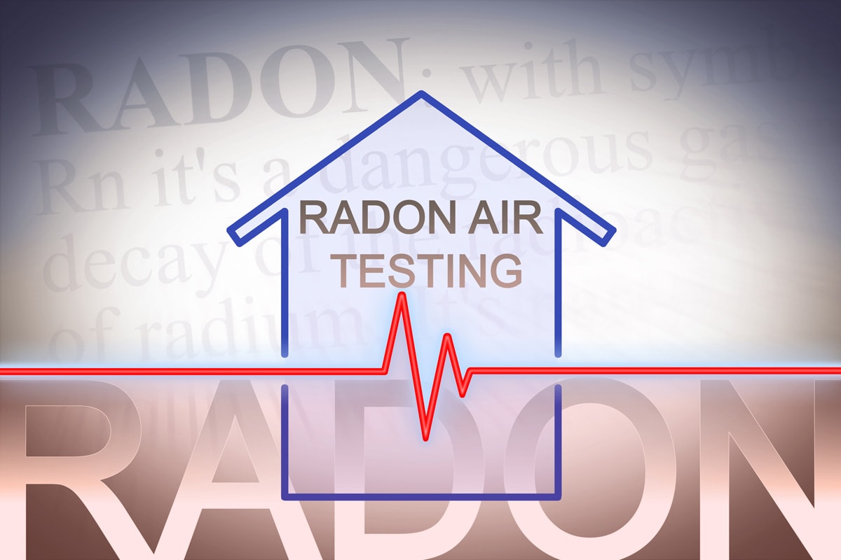 The danger of radon gas in our homes - concept image with check-up chart about level testing