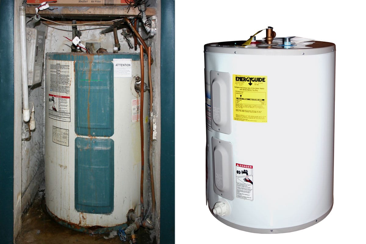 Two water heaters Old-New,Before-After