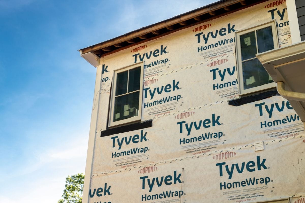 Tyvek residential exterior wrapping and trademark logo