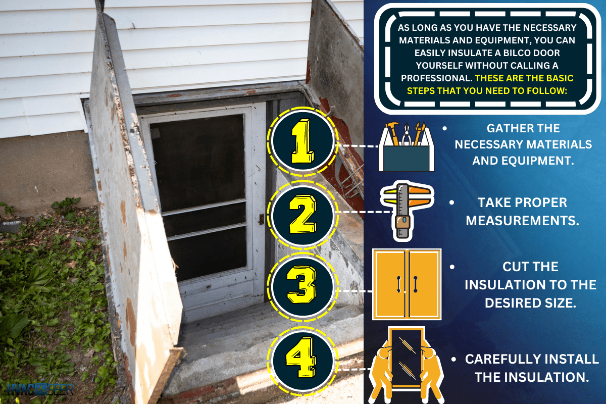 View of cellar doors known as "Bilco Doors", with paint damage and rust from years of weather, sun, and rain. - How To Insulate Bilco Doors [Step By Step Guide]