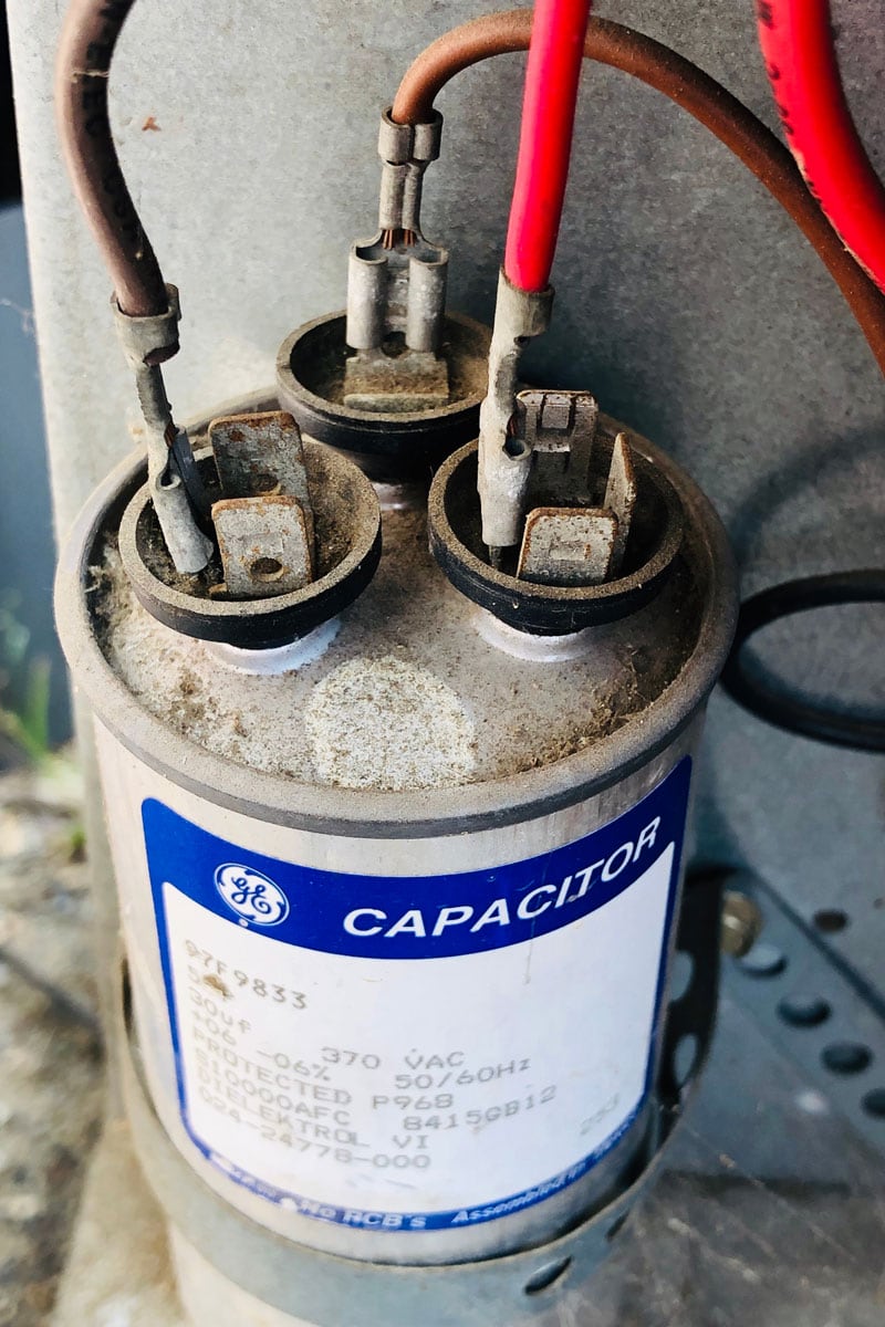 close up capacitor of electric bill