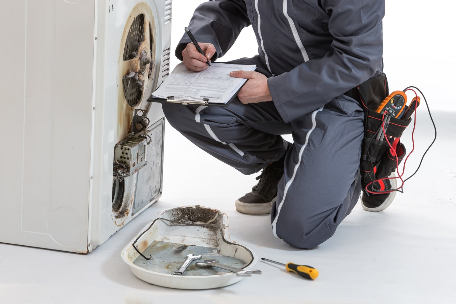 Repairman fixing appliances 