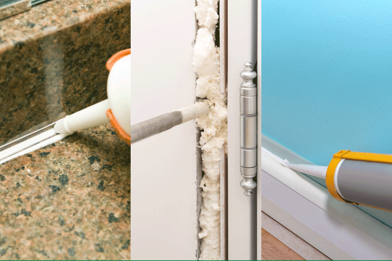 Differences between 3 images Caulk, Expanding Foam and Silicone, Caulk Vs. Expanding Foam Vs. Silicone: A Homeowner's Guide