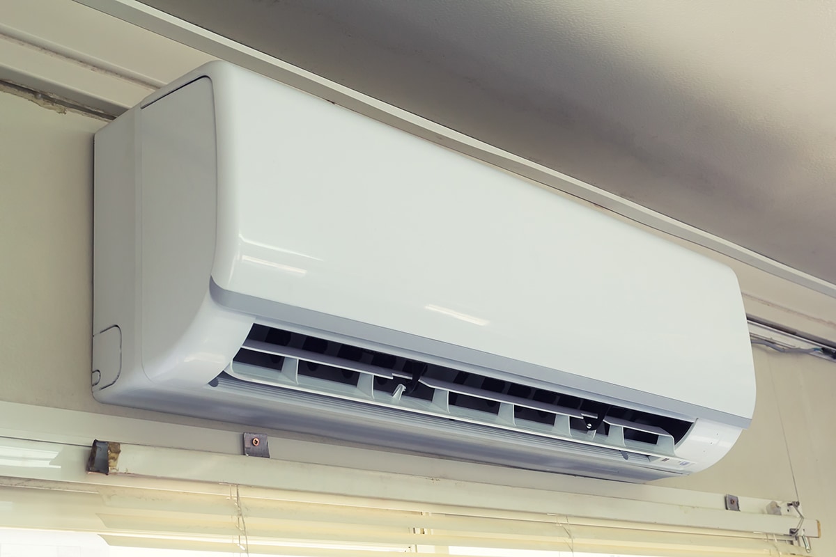 Ductless system type AC mounted on the wall