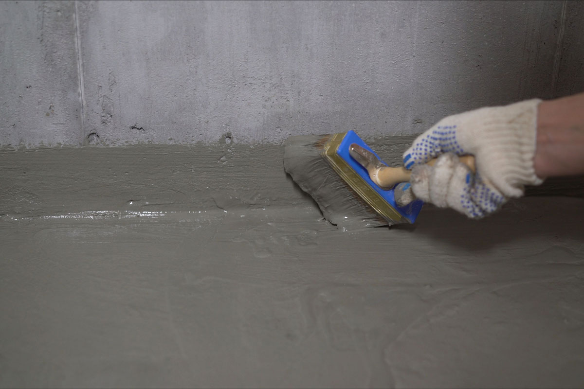 waterproofing concrete floor mortar brush industrial
