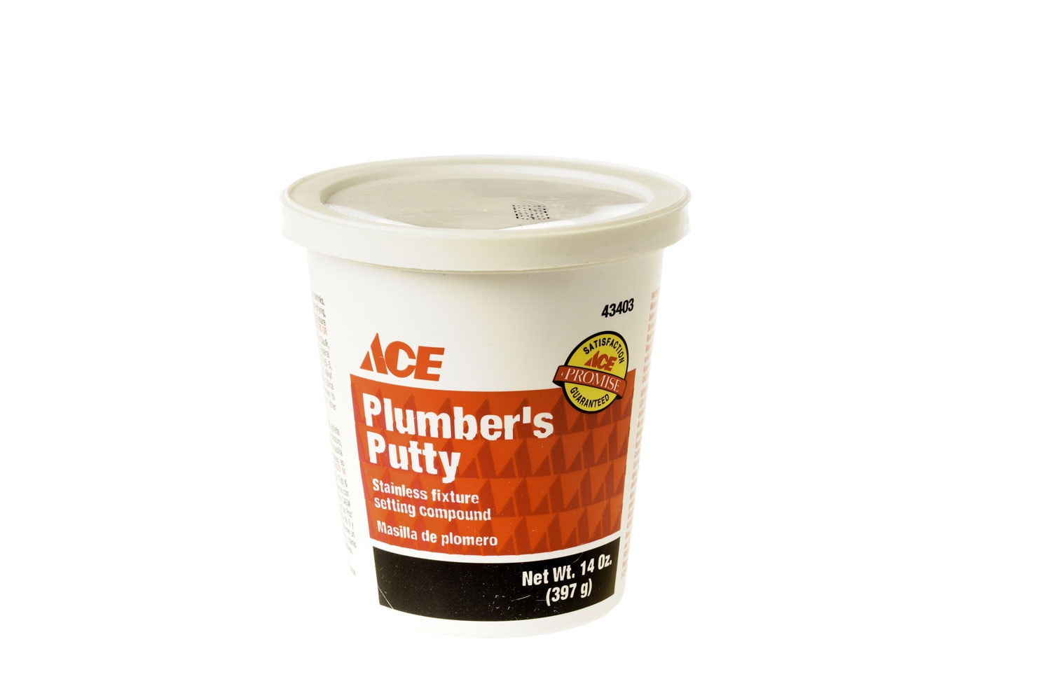 14oz container of Plumbers Putty, formulated for stainless fixtures, ACE Hardware stores brand