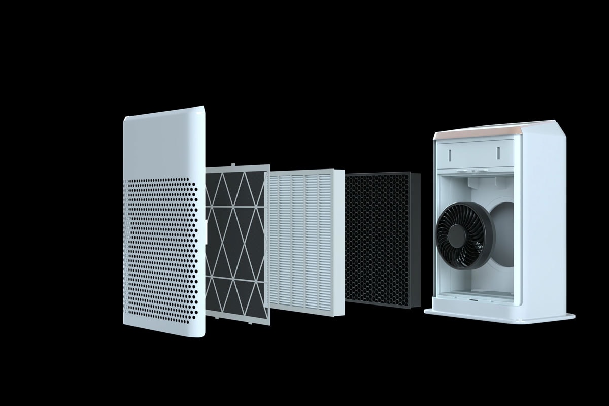 3d rendering air cleaner parts which