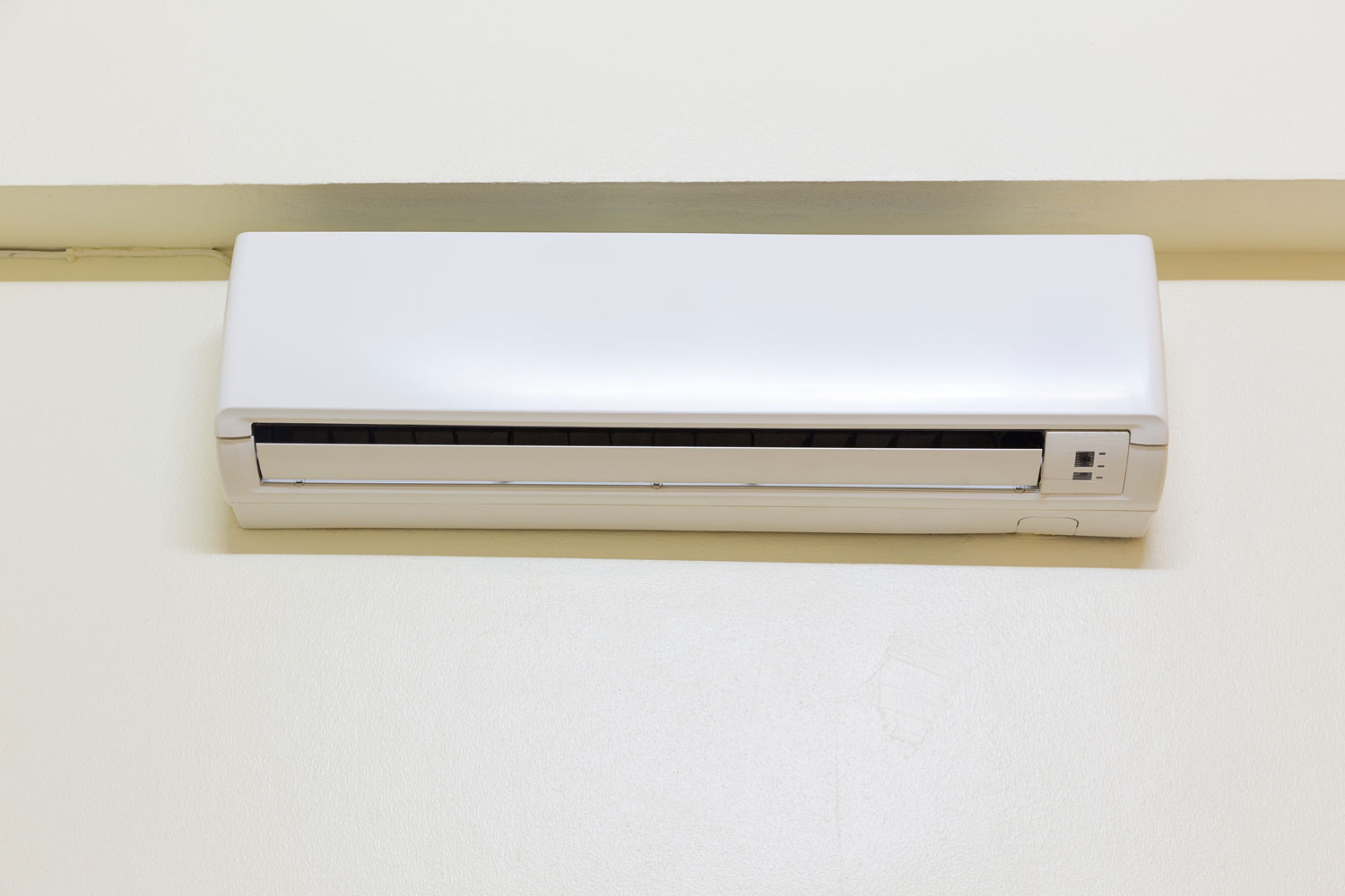 Air conditioner (AC) indoor unit or evaporator and wall-mounted. That is part of mini split system or ductless system type. For removing heat and moisture from room. Including humidity control. 