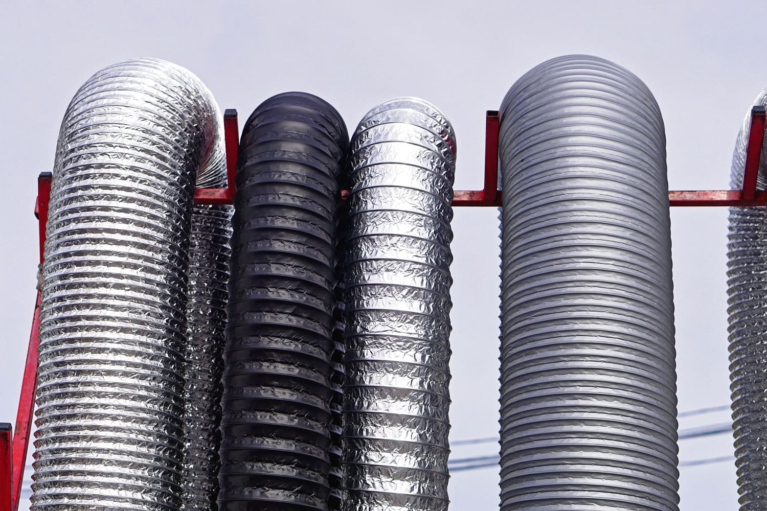 Various flexible aluminium air duct hoses and pipes 