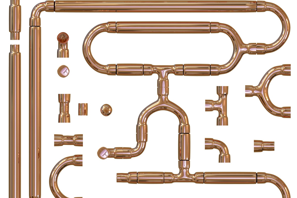 Copper pipe fittings set