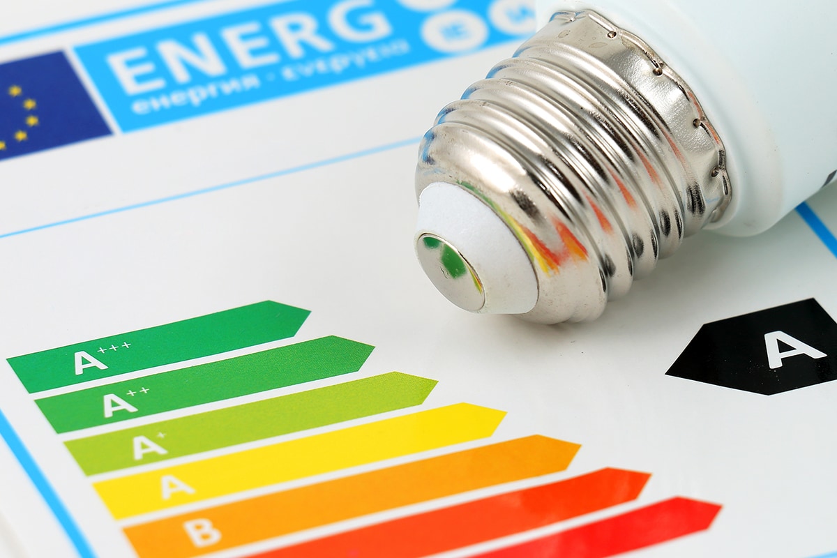 Energy efficiency concept with energy rating chart