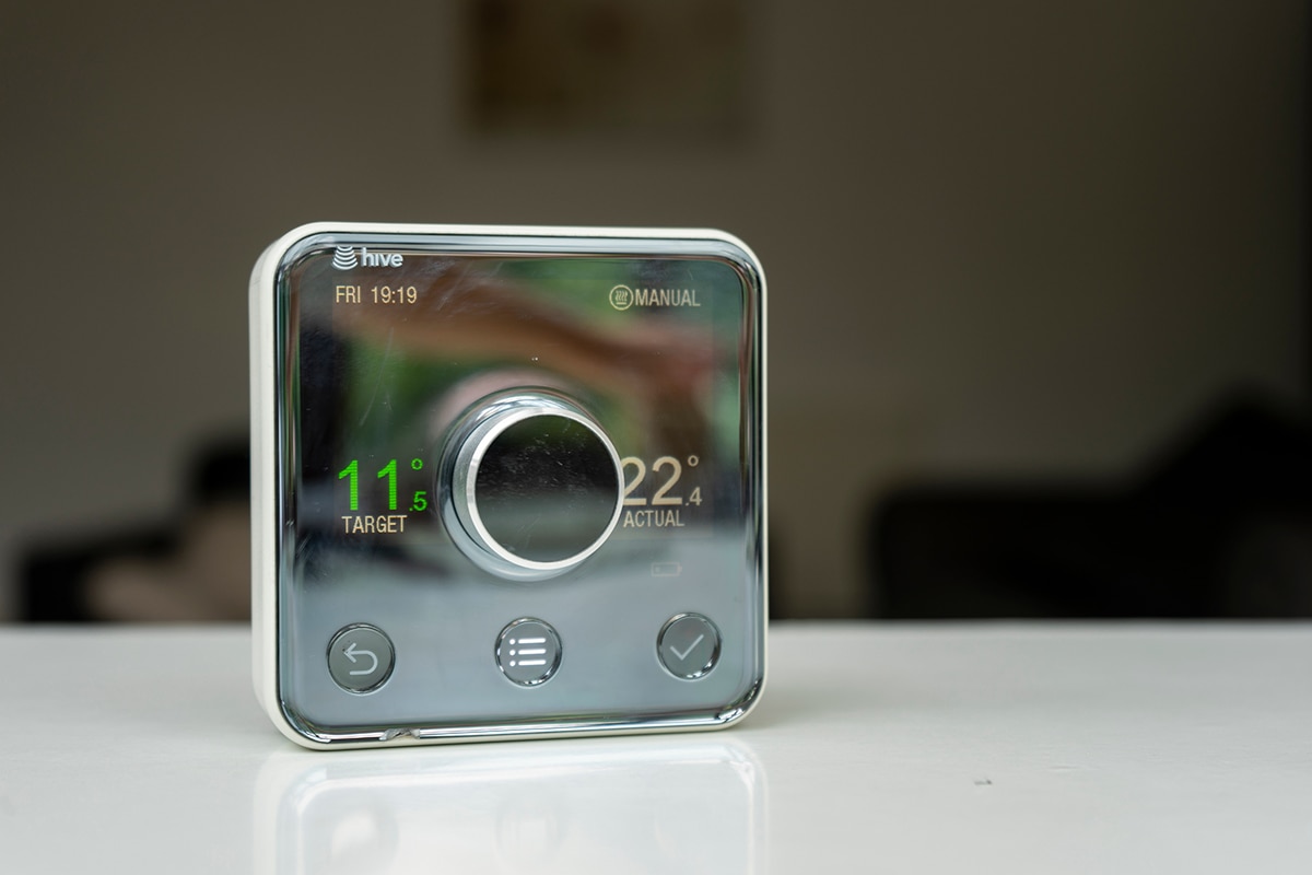 A HIVE thermostat smart wireless controller for central heating in the home