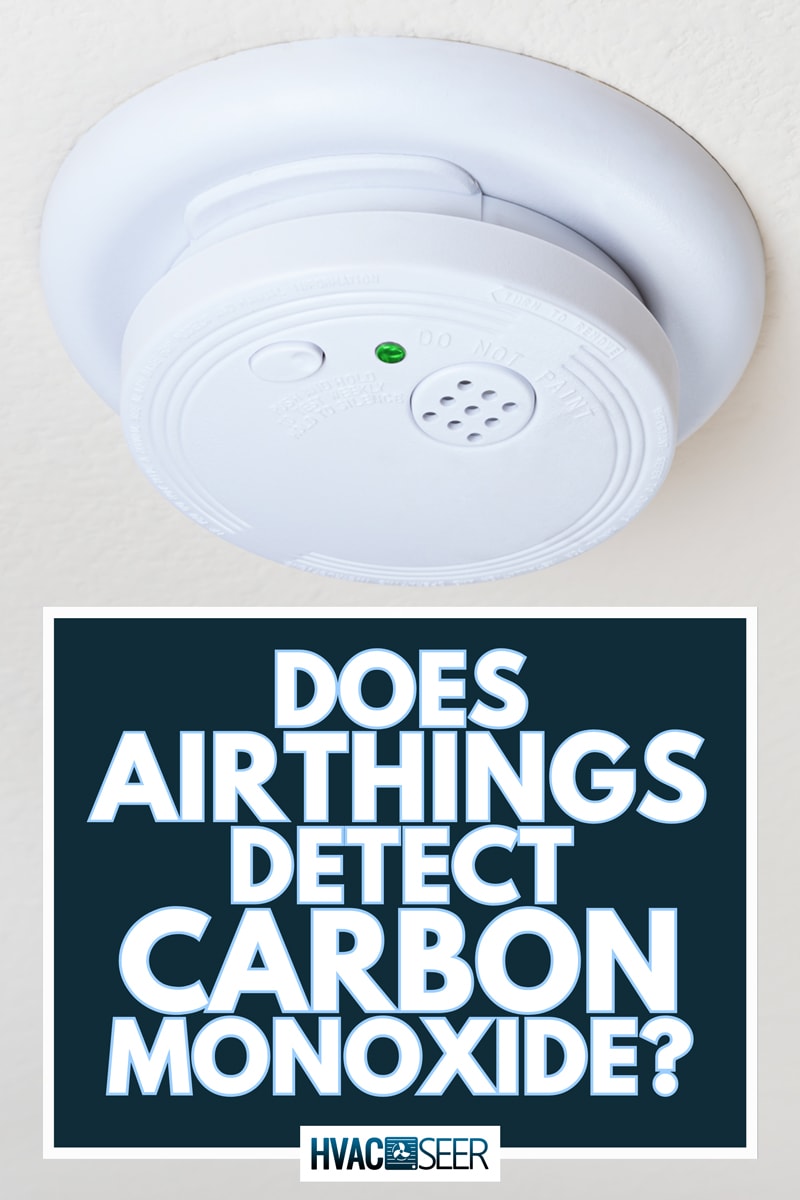 Smoke and a carbon monoxide alarm mounted on the ceiling, Does Airthings Detect Carbon Monoxide?