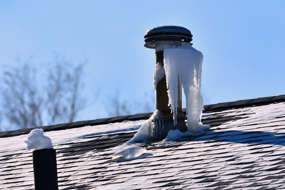 Ice forming on roof vents from moist air in home