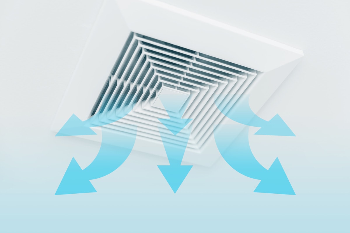 ceiling air duct air conditioner vent illustrate airway blowing direction output air flow