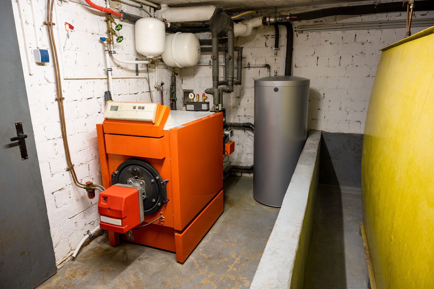Oil heater in the boiler room